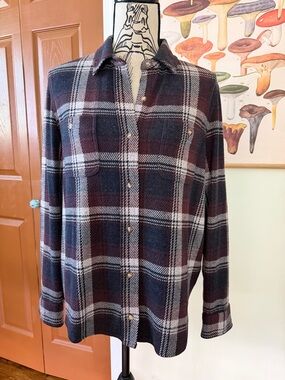 Faherty Plaid Button-Down Shirt in Navy, Burgundy, and White